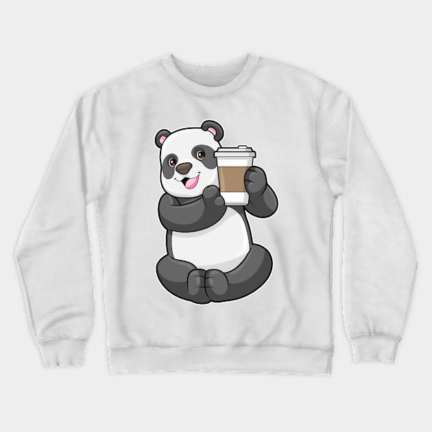 Panda with Coffee to go Crewneck Sweatshirt by Markus Schnabel